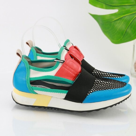 Steve Madden Shoes - Steve Madden Womens Arctic Sneaker Size 7.5 Blue Red Green Casual Shoe Cutouts
